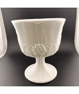 Milk Glass HARVEST GRAPE Large Compote Pedestal 6.5&quot; Tall 5.5 Diameter - $25.57 CAD