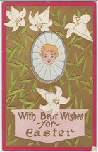 Vintage Postcard Easter Child Flower White Lilies Embossed 1909 - £7.15 GBP