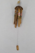 35&quot; Long Bamboo Wind Chime Painted Flowers Coconut Half Suspension Platform Nwt - £15.63 GBP