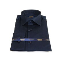 Men 100% Sateen Cotton Shirt Manschett Quesste Turkey Slim Fit 4010-07 Navy Blue image 4