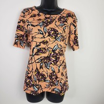 Lularoe Women&#39;s Shirt S Orange Roses Floral Pink Yellow Black White - £6.45 GBP