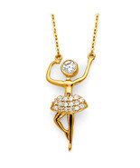 14K Yellow Gold Cubic Zirconia Ballerina Necklace - $6,872.42 MXN