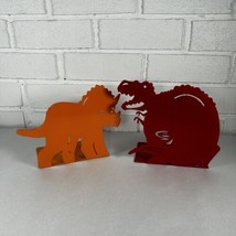 Dinosaur Bookends Red Orange Metal  - $24.49