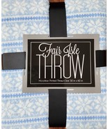 FAIR ISLE ~ Blue &amp; White ~ Microfiber ~ Snowflake Design  Throw ~ 50&quot; x 60&quot; - £17.65 GBP