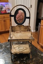 ANTIQUE Tin Metal DOLL House Washstand Frozen Charlotte Accessory MINIATURE - $124.95