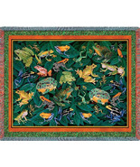 72x54 FROGS Tropical Nature Tapestry Afghan Throw Blanket - £48.06 GBP
