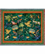 72x54 FROGS Tropical Nature Tapestry Afghan Throw Blanket - $61.38