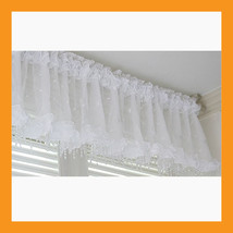 white beads valance curtain sheer window kitchen waverly drape bedroom 59x 15" - $18.50