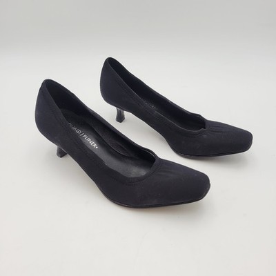 DONALD PLINER Seana Black Pumps Kitten Heels Fabric Slip on Shoes Size 6.5 Vtg Item image 4