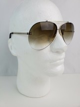 NOS 1980&#39;s Aviator Pilot sunglasses crossbar tan gradient lenses chrome ... - £9.45 GBP