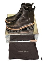 Women Sigerson Morrison Black Pebbled Leather Ankle Boots Sz 9 Smiser Biker image 1
