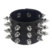 Punk bracelet Rock attribute Gothic Metal Cone Studded Bracelets Spikes Rivet Le - £10.19 GBP