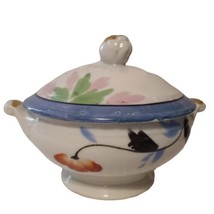 Vtg Eclectic Handpainted Floral Lusterware Bowl with Lid Decor Japan 3.5hx6.25&quot;w - £8.14 GBP