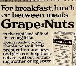 1920 Grape Nuts Cereal Advertisement Breakfast Food Ephemera - $14.00