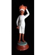 Vtg Hand Painted Indian Clay Krishnanagar Look Unsigned Jug Carrier Figure - $466.21 MXN