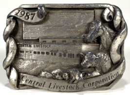 Central Livestock Corp. Belt Buckle-Pewter-Siskiyou-Vtg 1987-Limited Edition - £18.68 GBP