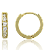 ADIRFINE 14K Solid Gold Cubic Zirconia 14MM Huggie Hoop Earrings - $259.99