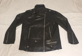 Shein Faux Leather Jacket Black Biker Style Womens Size Small Greaser - £12.48 GBP