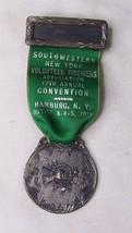 1927 ANTIQUE SOUTHWESTERN FIREMAN CONVENTION MEDAL BADGE HAMBURG NY - £12.24 GBP