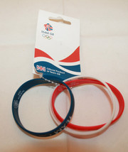 New Team GB 2012 London Olympic Set of 3 Official Rubber Wrist Bands Red... - $28.21