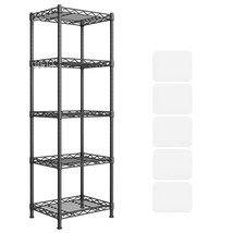 Kitchen Metal Shelves, 5-Tier Wire Shelving Unit With 8 Hooks, Narrow Storage Ra - £62.22 GBP
