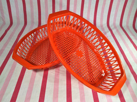 Fantastic MoD 1970s Orange 2pc LG Plastic Baskets Storage Food or Organize Italy - £9.59 GBP