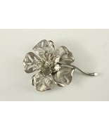 VINTAGE Costume Jewelry Brushed Silver Tone FLOWER Floral Brooch Pin 2-7... - £14.71 GBP
