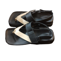 Alohas Square Sandals Black Beige Tan Size 40 / US 8.5 - £37.31 GBP