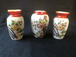 antique japanese handpainted porcelain miniature mantle set. Marked bottom - $89.00
