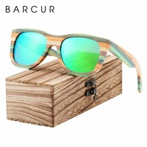 BARCUR Gradient Women Sunglasses Bamboo Polarized Sun Glasses for Men Mi... - $38.56