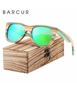 BARCUR Gradient Women Sunglasses Bamboo Polarized Sun Glasses for Men Mi... - £30.27 GBP