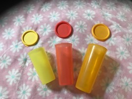 NEW SET OF 3 TUPPERWARE NARROW CITRUS COLOR TUMBLERS/LIDS + FREE GIFT - $12.86