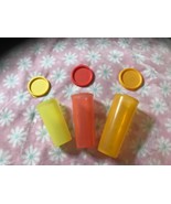 NEW SET OF 3 TUPPERWARE NARROW CITRUS COLOR TUMBLERS/LIDS + FREE GIFT - $12.86