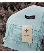 Swat STS Cashmere Scarf Shawl Head Cover Green Fringe Lightweight Should... - $22.95 CAD