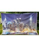 NYC Manhattan Wall Mural Tapestry Skyscrapers Night Sky 9.5&#39; x 7&#39; Huge H... - £42.81 GBP