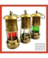 Set of 3 Vintage Brass Minor Lamp Antique Nautical Ship Boat Light Lante... - £70.45 GBP