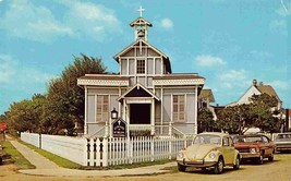 Gingerbread Church VW Beetle Car St Peter&#39;s By Sea Cape May Point NJ postcard - £5.05 GBP