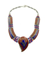 Nepal Tibetan Bib Necklace Lapis Nepalese Ethnic Coral Handmade Jewelry ... - £36.76 GBP
