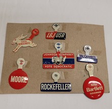 Vtg Political Pinback Buttons Political Campaign Lot of 7 Johnson Rockefeller - £31.64 GBP