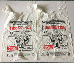 Vintage Giant Eagle grocery store plastic shopping bags with telephone g... - $19.75