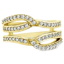 Solitaire Rehausseur Bague Infini Bande Jaune Plaqué Or 0.67Ct Simulatd Diamant - £72.06 GBP