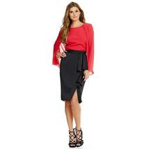 NWT Womens Size 4 Badgley Mischka Black Ruffle Tie Front October Skirt - £30.96 GBP