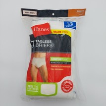 Hanes White Cotton Briefs L 36-38 Pack of 7 Full Rise Comfort Flex Soft Tagless - £22.54 GBP