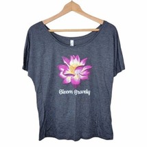 NWT Bella Canvas | Gray Pink Floral Bloom Bravely Tee, womens size small - £14.44 GBP