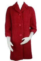 60s Wool Boucle Coat Jack Bloom California Womens S Red Mohair Bracelet Sleeve - £37.43 GBP