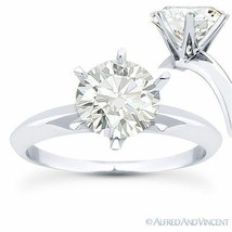 Round Brilliant Cut Moissanite 14k White Gold 6-Prong Solitaire Engagement Ring - £499.66 GBP+