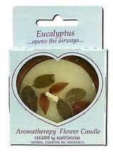 Auroshikha Medium Terra Cotta (2-1/2in x 1in) Round Flower Candles Eucalyptus - £8.65 GBP