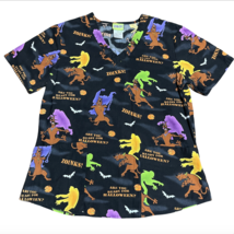 Scooby Doo Nurse Scrub Shirt Halloween Black Monster Zoinks Sz Small - £15.97 GBP
