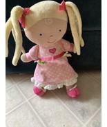 Kids Preferred Doll Pink Soft Blonde Hair Blue Eyes Stripe Bows Satin Sh... - £14.69 GBP