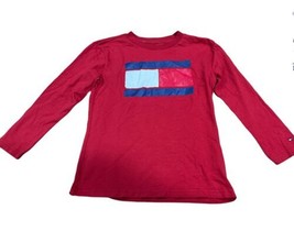 Tommy Hilfiger Unisex Kids Logo Printed T-Shirt Color Red Size 7 - $44.55